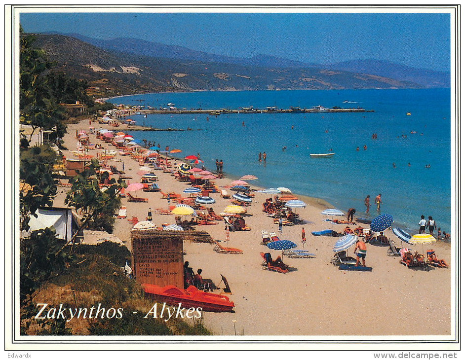 Alykes, Zakynthos, Greece Postcard Posted 1990 Stamp - Grecia