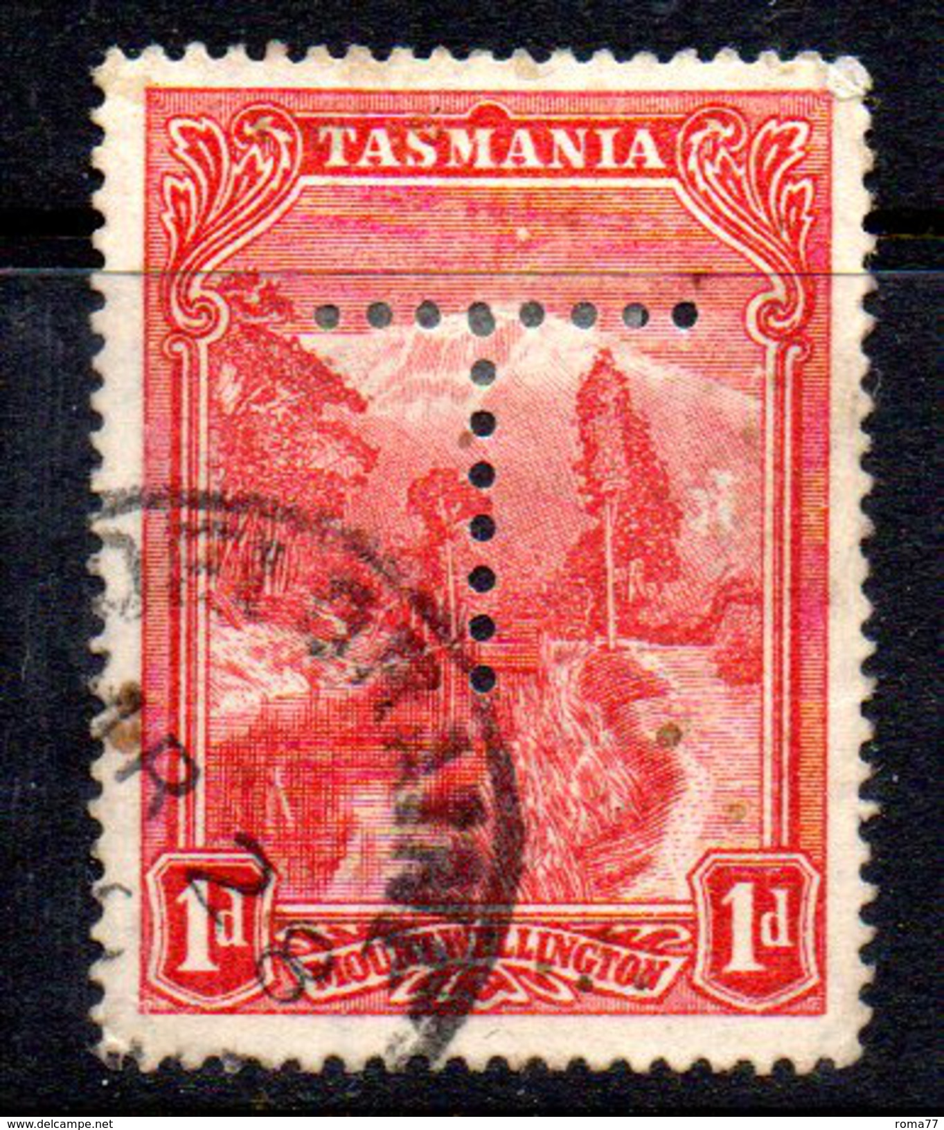 T1845 - TASMANIA 1 Pence Wmk TAS Punctured T - Gebraucht