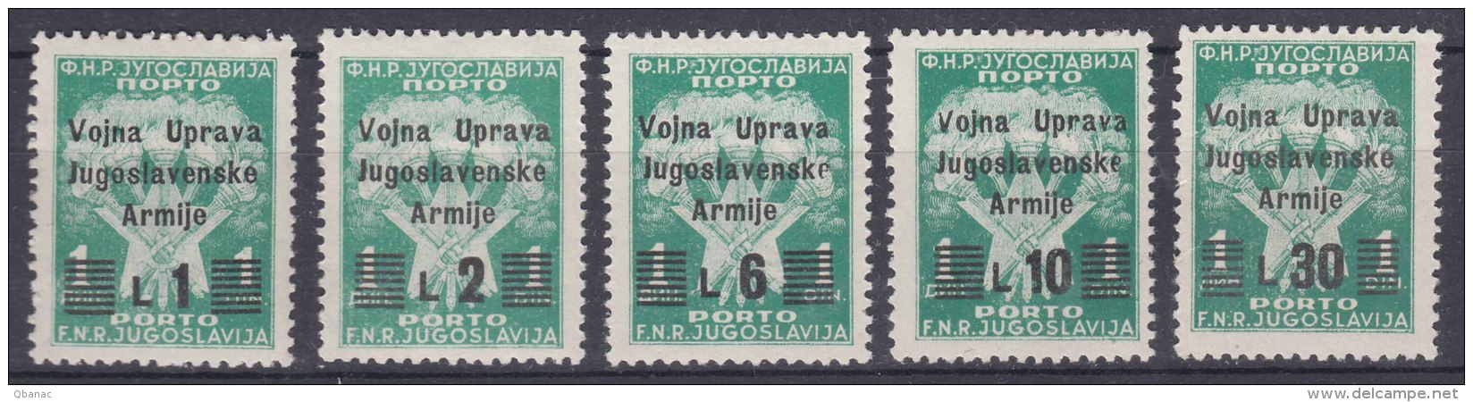 Italy Yugoslavia Occupation, Istria Litorale Military Administration Porto 1947 Sassone#20-24 Michel#20-24 Mnh - Occup. Iugoslava: Istria