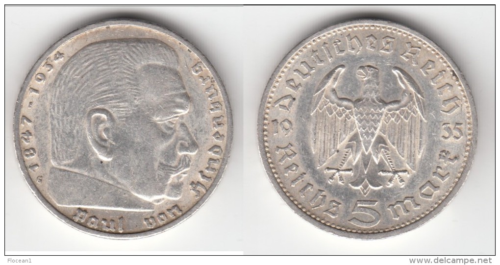 **** ALLEMAGNE - GERMANY - 5 REICHSMARK 1935 G - THIRD REICH - ARGENT - SILVER **** EN ACHAT IMMEDIAT - 5 Reichsmark