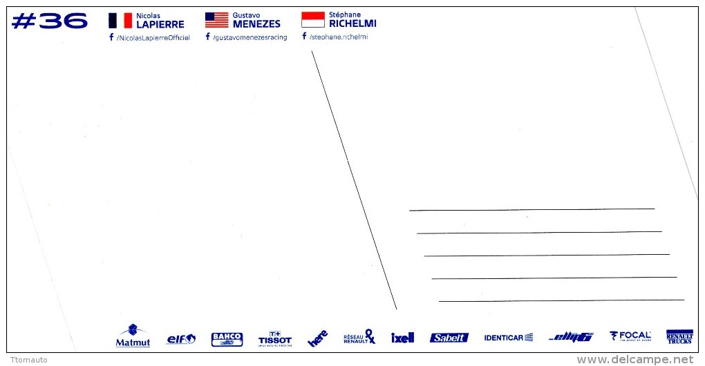 24 Heures Du Mans  -  Alpine #36  -  Nicolas Lapierre/Gustavo Menezes/Stéphane Richelmi  -  Carte Promo - Le Mans