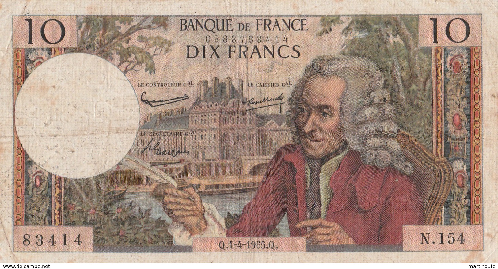 BILLET 10 FRANCS VOLTAIRE - 10 F 1963-1973 ''Voltaire''