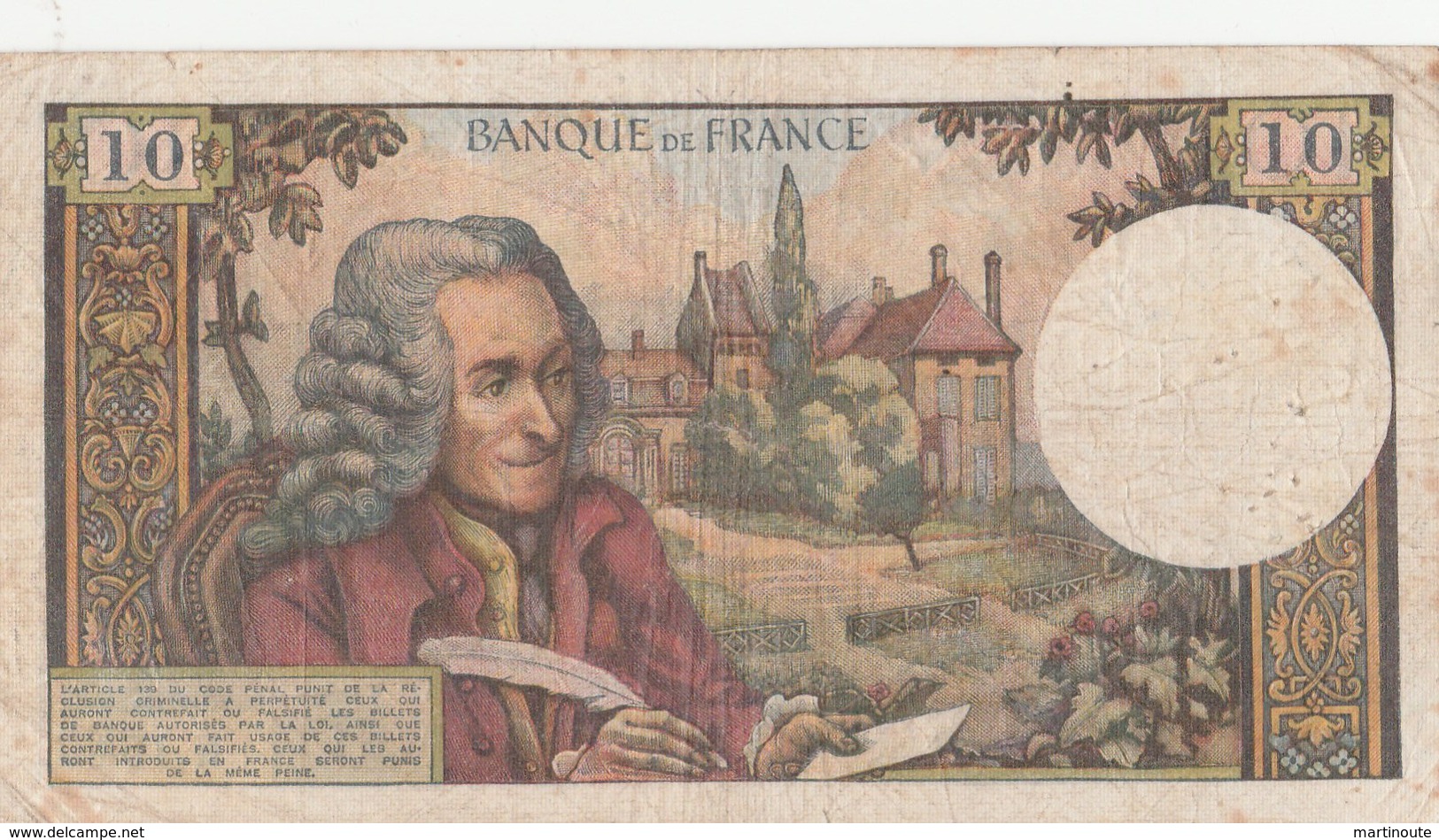 BILLET 10 FRANCS VOLTAIRE - 10 F 1963-1973 ''Voltaire''