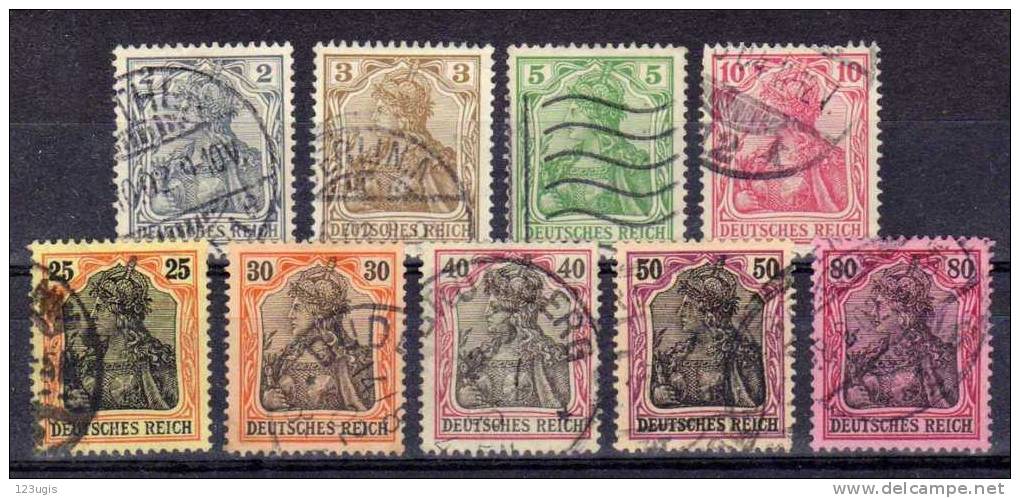 Deutsches Reich, 1902, Mi 68-74; 76-77, Gestempelt [031216IV] - Gebraucht