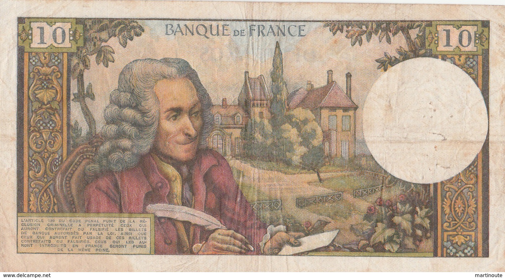 BILLET 10 FRANCS VOLTAIRE - 10 F 1963-1973 ''Voltaire''