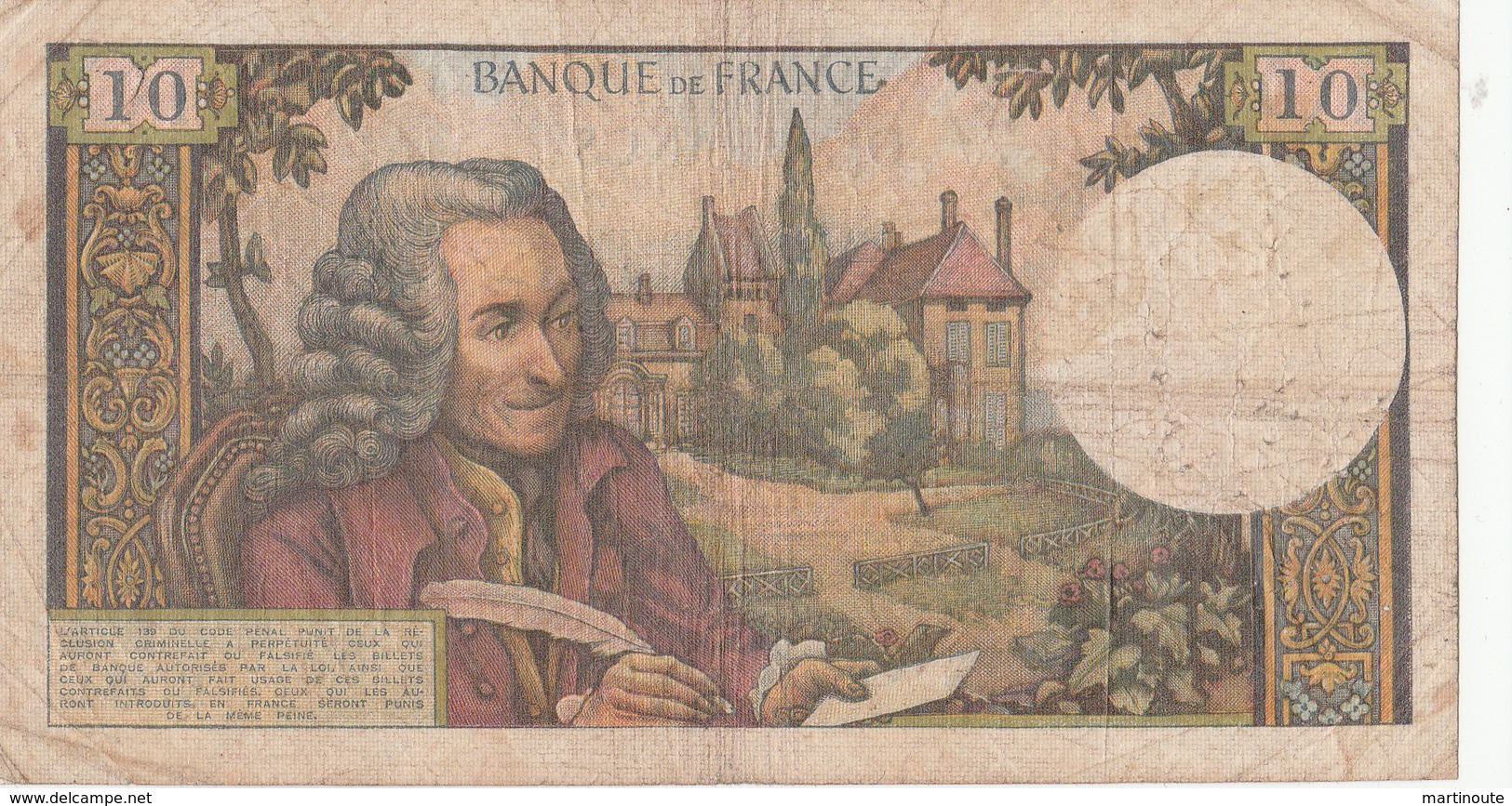 BILLET 10 FRANCS VOLTAIRE - 10 F 1963-1973 ''Voltaire''