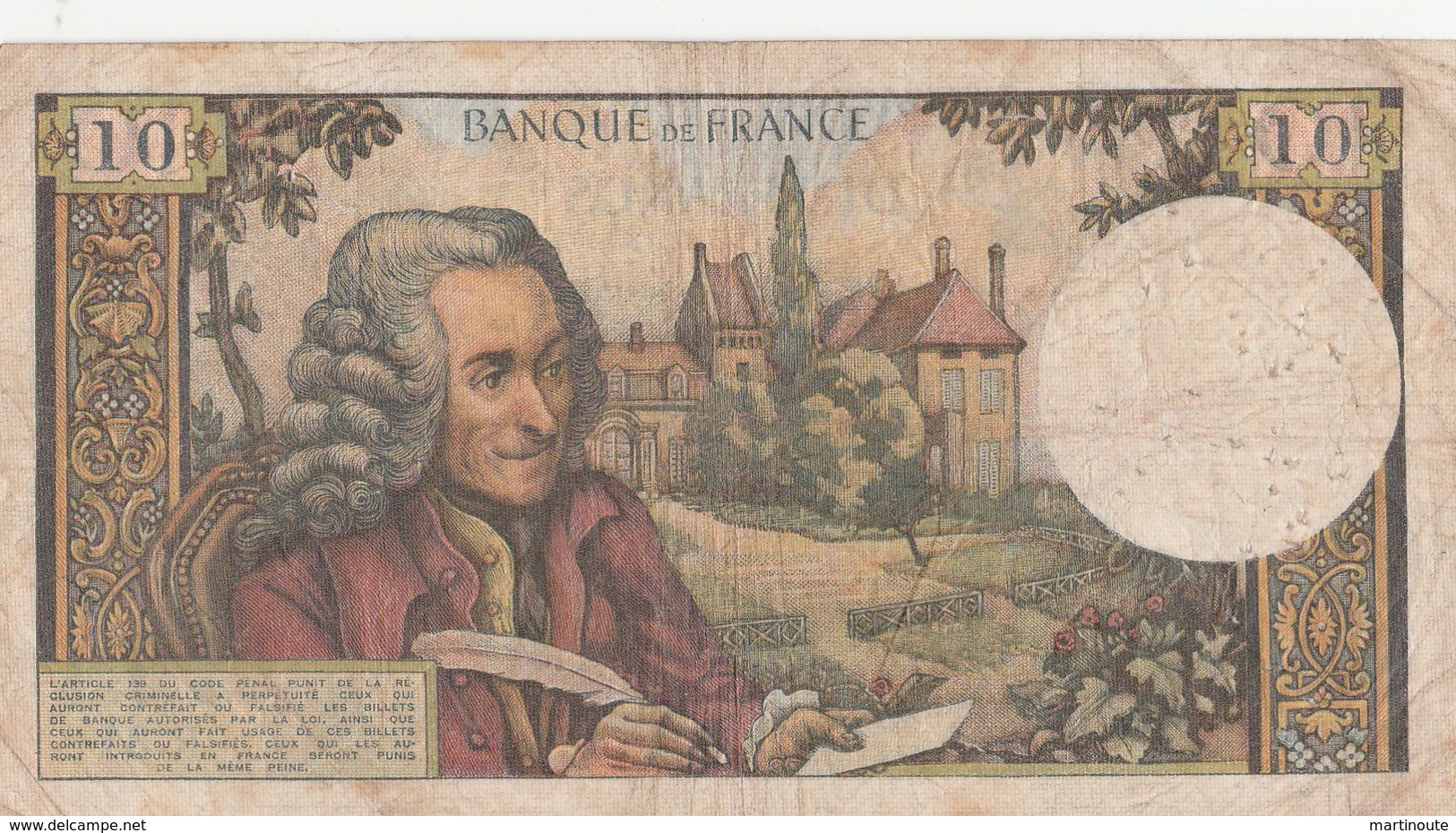 BILLET 10 FRANCS VOLTAIRE - 10 F 1963-1973 ''Voltaire''