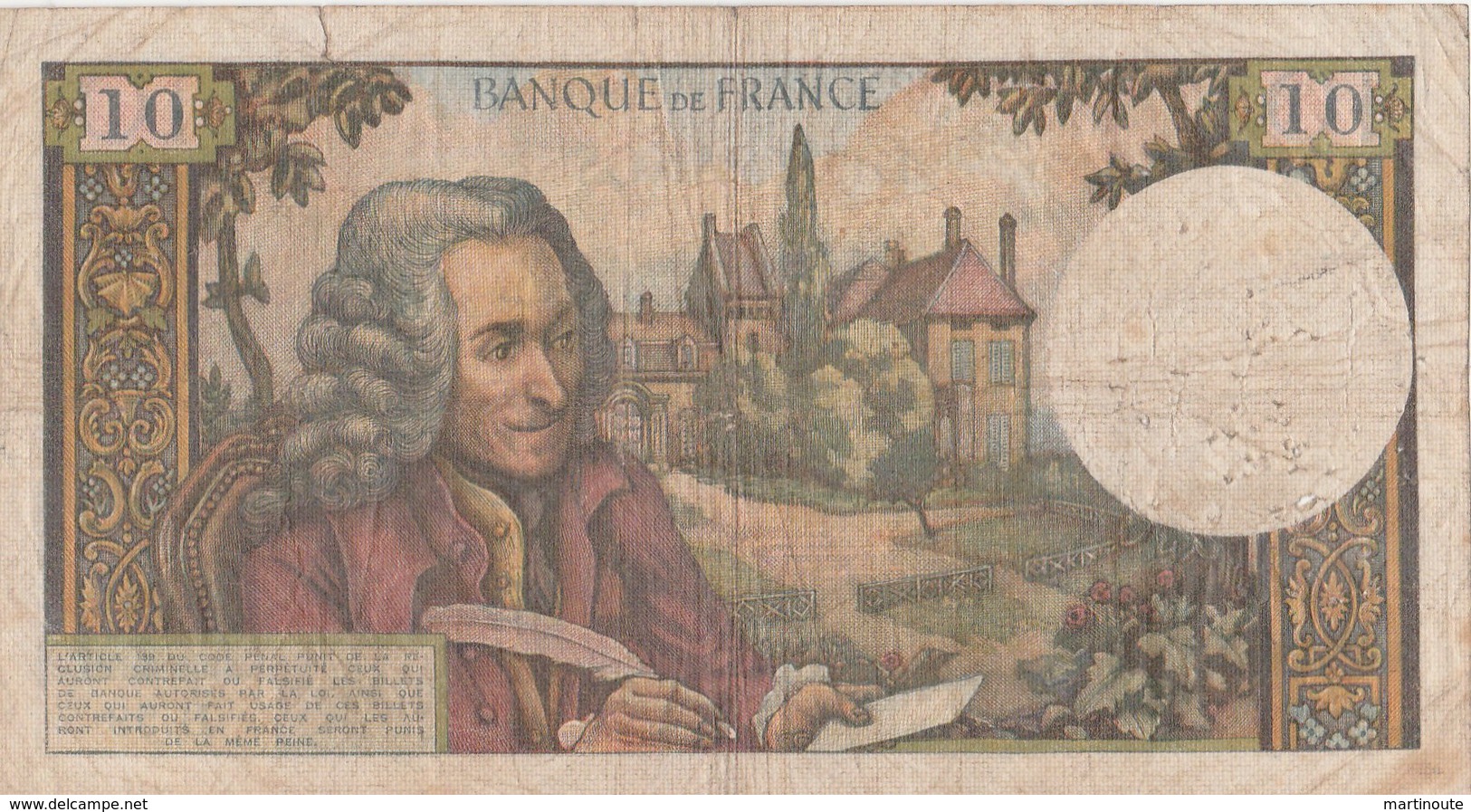 BILLET 10 FRANCS VOLTAIRE - 10 F 1963-1973 ''Voltaire''