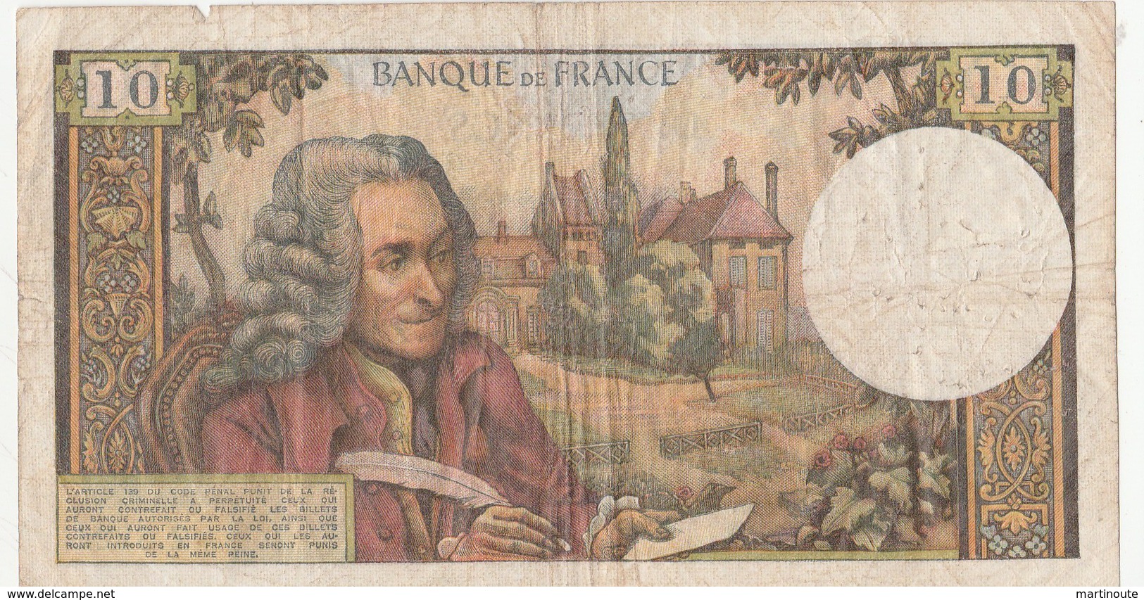 BILLET 10 FRANCS VOLTAIRE - 10 F 1963-1973 ''Voltaire''