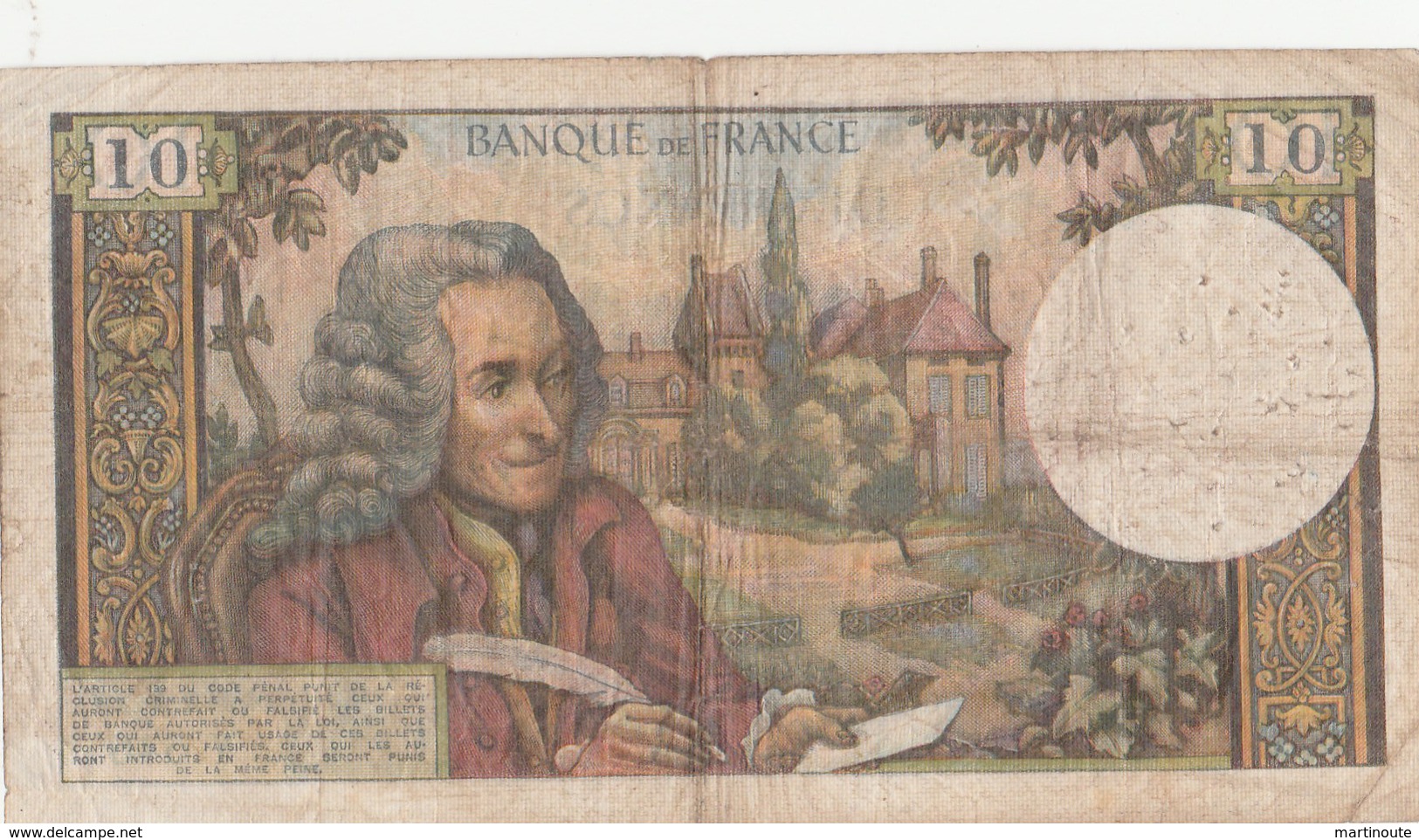 BILLET 10 FRANCS VOLTAIRE - 10 F 1963-1973 ''Voltaire''