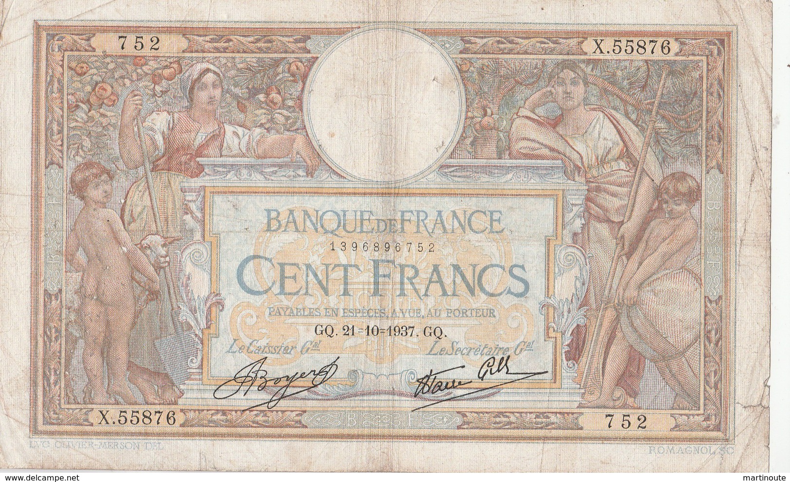 BILLET 100 FRANCS LUC OLIVIER MERSON - 100 F 1908-1939 ''Luc Olivier Merson''