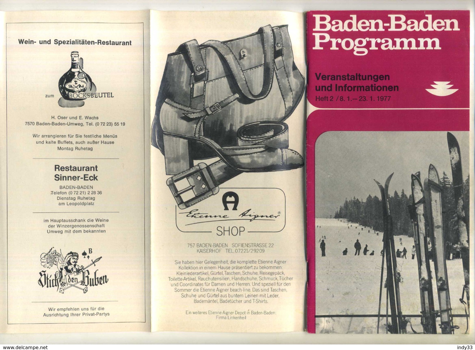 BADEN BADEN PROGRAMM . 1977 . - Bade-Wurtemberg