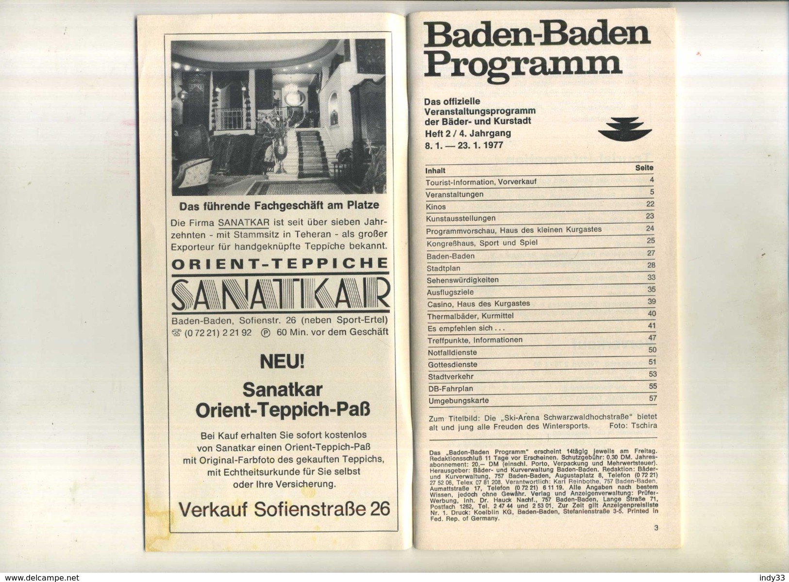 BADEN BADEN PROGRAMM . 1977 . - Baden -Wurtemberg