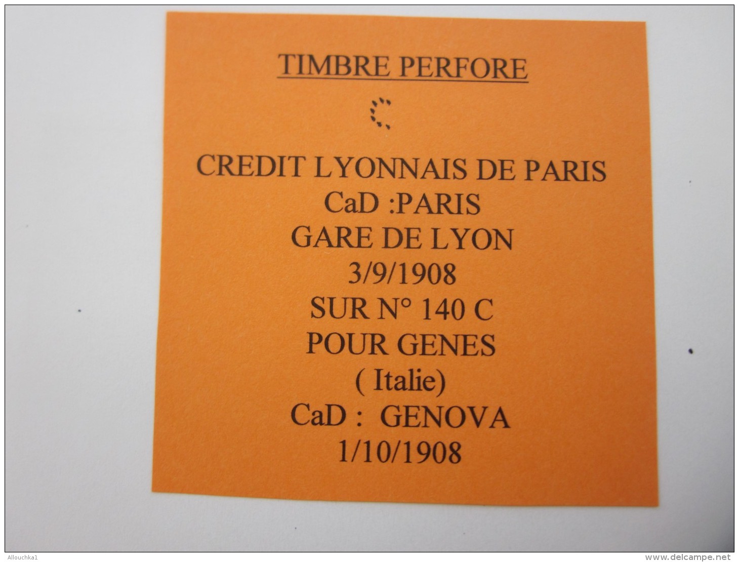 LETTRE Perforé Perforés Perfins Perfin Semeuse 140c Sur Lettre ( C) Credit Lyonnais Paris 1908Genes Italie - Brieven En Documenten