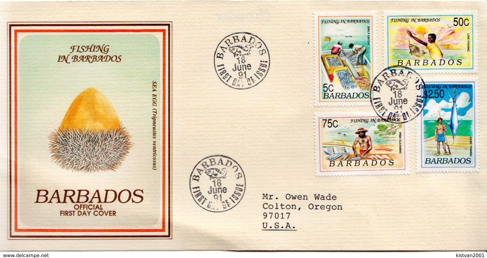 Postal History Cover: Barbados Set On Used FDC - Other & Unclassified