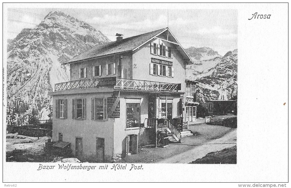 AROSA &#8594; Bazar Wolfensberger Mit Hotel Post, Lichtdruck Ca.1910 - Arosa