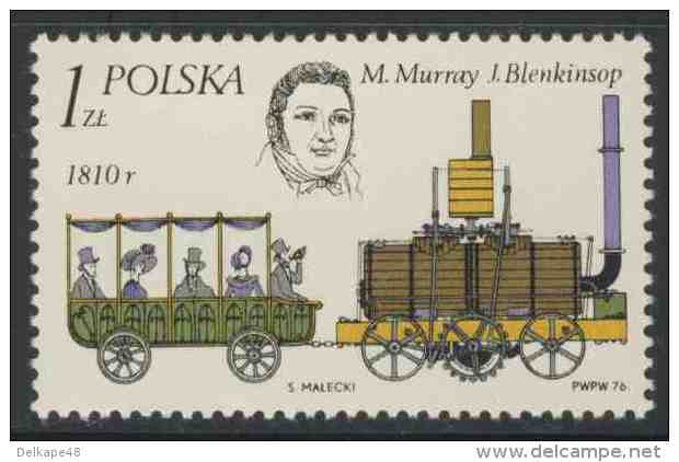 Poland Polska Polen 1976 Mi 2428 YT 2263 ** Matthew Murray (1765-1826)+ John Blenkinsop (1783-1831)+ Steam Loc + Carriag - Treinen