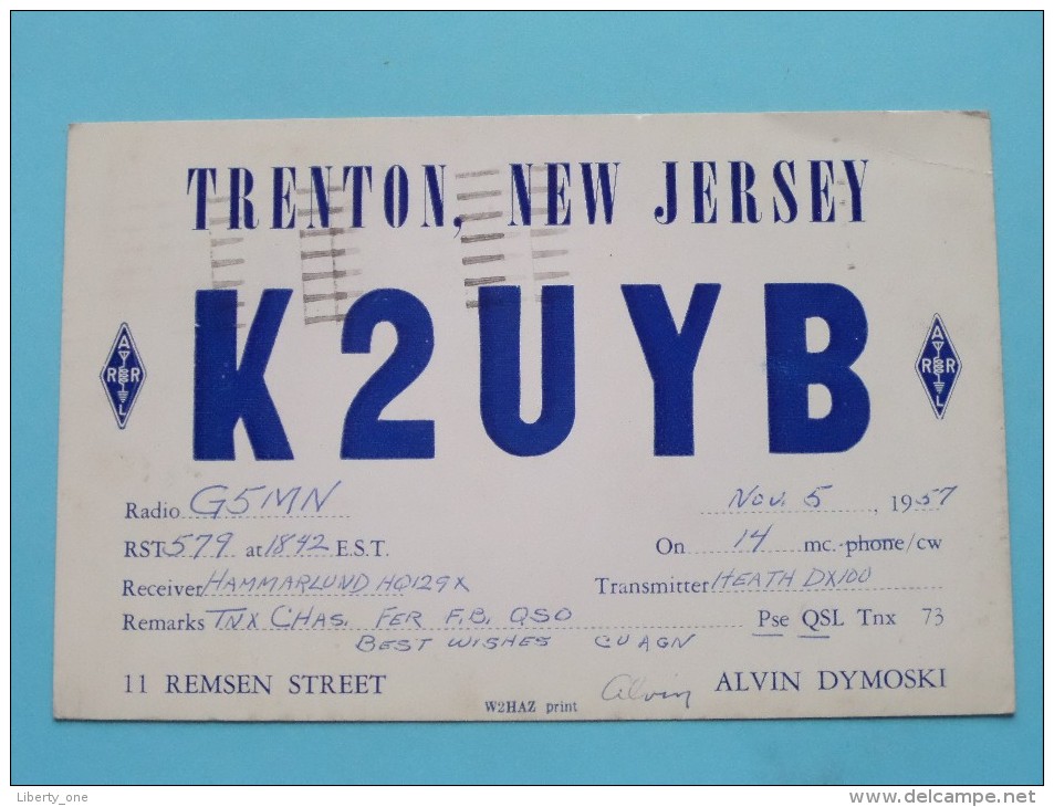 KL7ADR ( Alvin Dymoski ) Trenton New Jersey USA ( To Hull England ) Anno 1957 ( Zie Foto Voor Details ) - Radio Amateur
