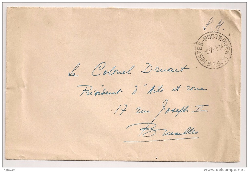 BRIEF LETTRE S.M. Service Militaire Zonder Zegel / Sans Timbre  POSTES - POSTERIJEN B.P.S 11 - Autres & Non Classés