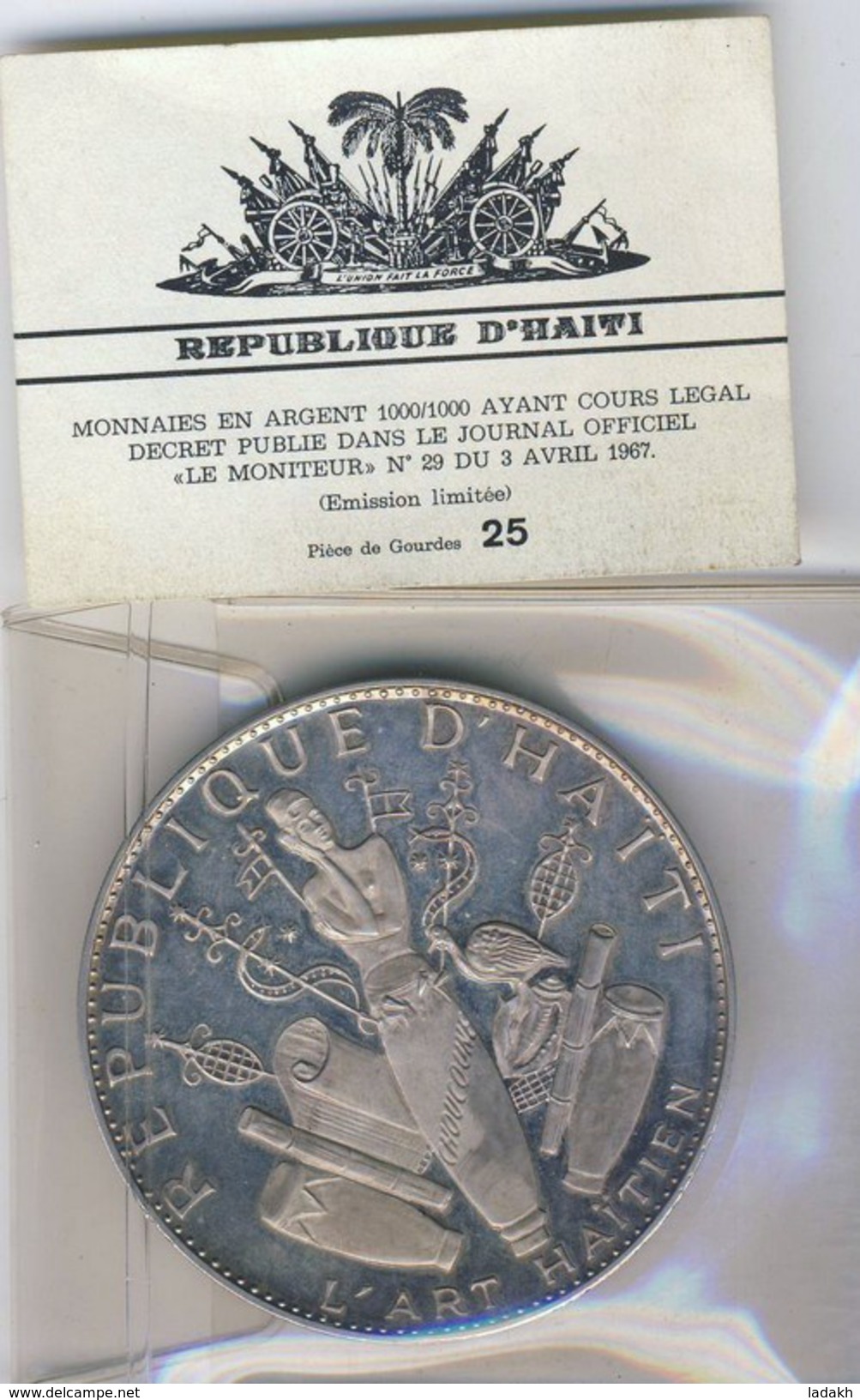 Details about   1967IC 25 Gourdes Haitian Art UltraCameo 66 Proof Silver Coin 