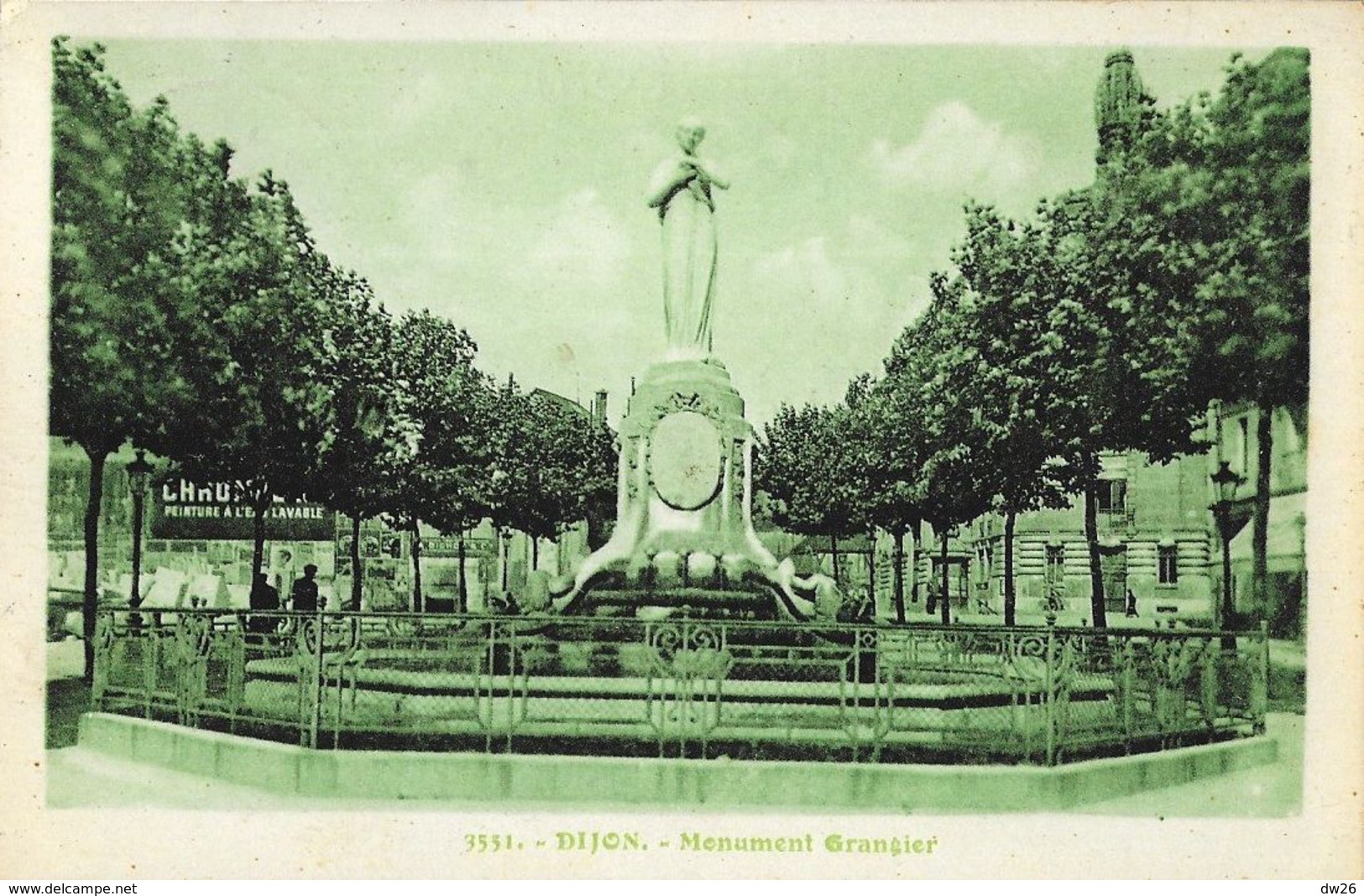 Dijon - Monument Grangier - Edition C.L.B. - Carte N° 3551 Monochrome Vert - Dijon