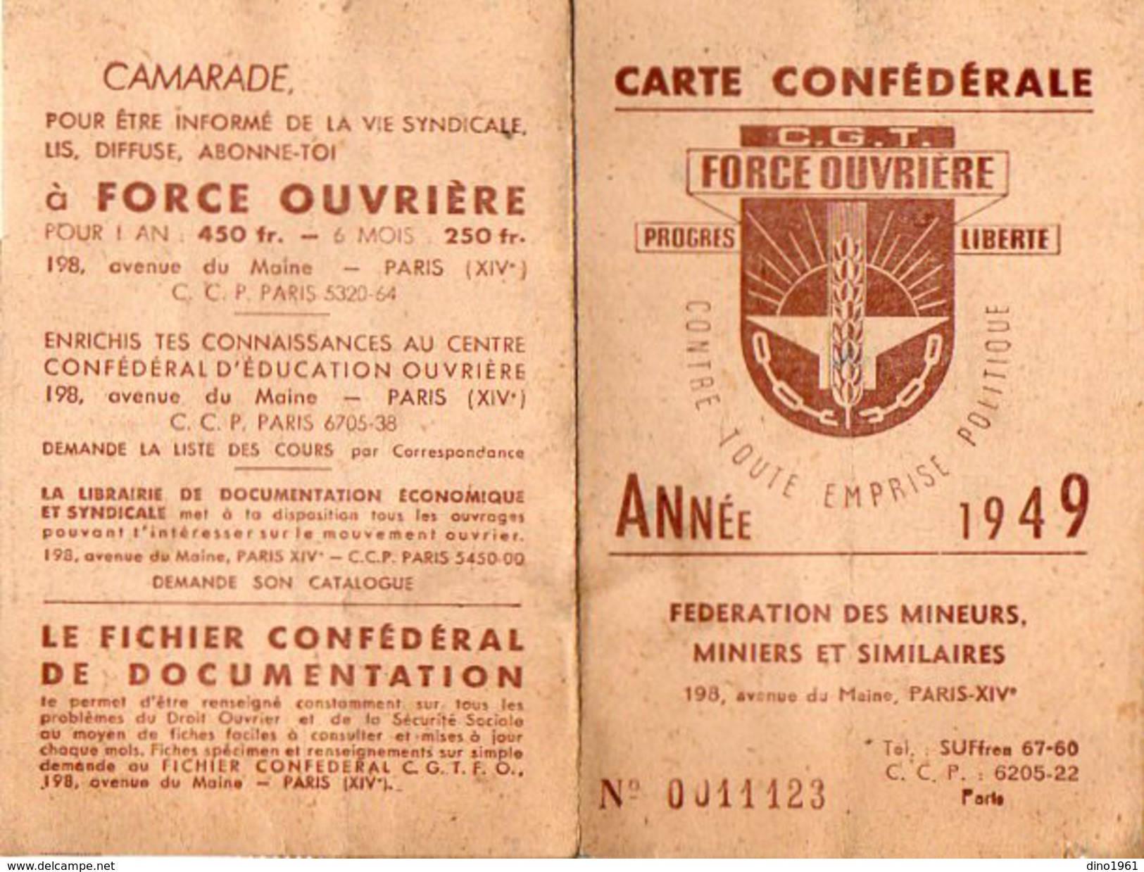VP6623 - Carte Confédérale De La C.G.T - Syndicat De La Surface - Ville De AUCHEL - Altri & Non Classificati