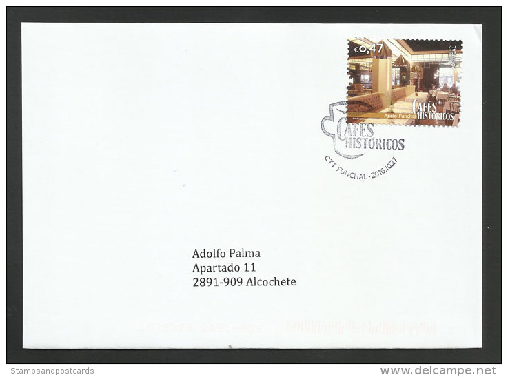 Portugal 2016 Cafés Historiques Café Apolo FDC Voyagé Cachet Funchal Madère Historic Coffee Shops Madeira Pmk - FDC