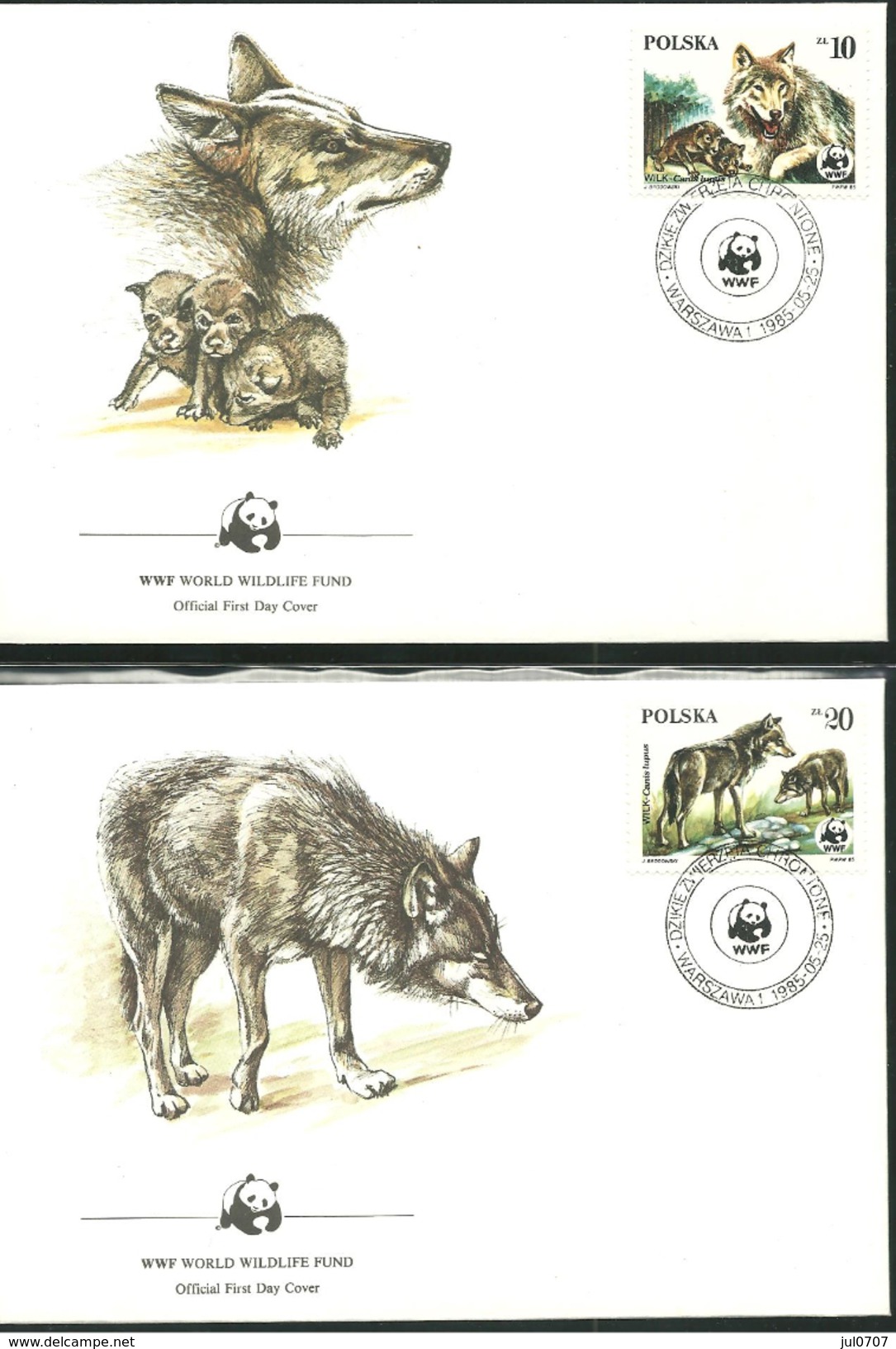 4 Enveloppes WWF Avec Timbres Wwf  Loup - Autres & Non Classés