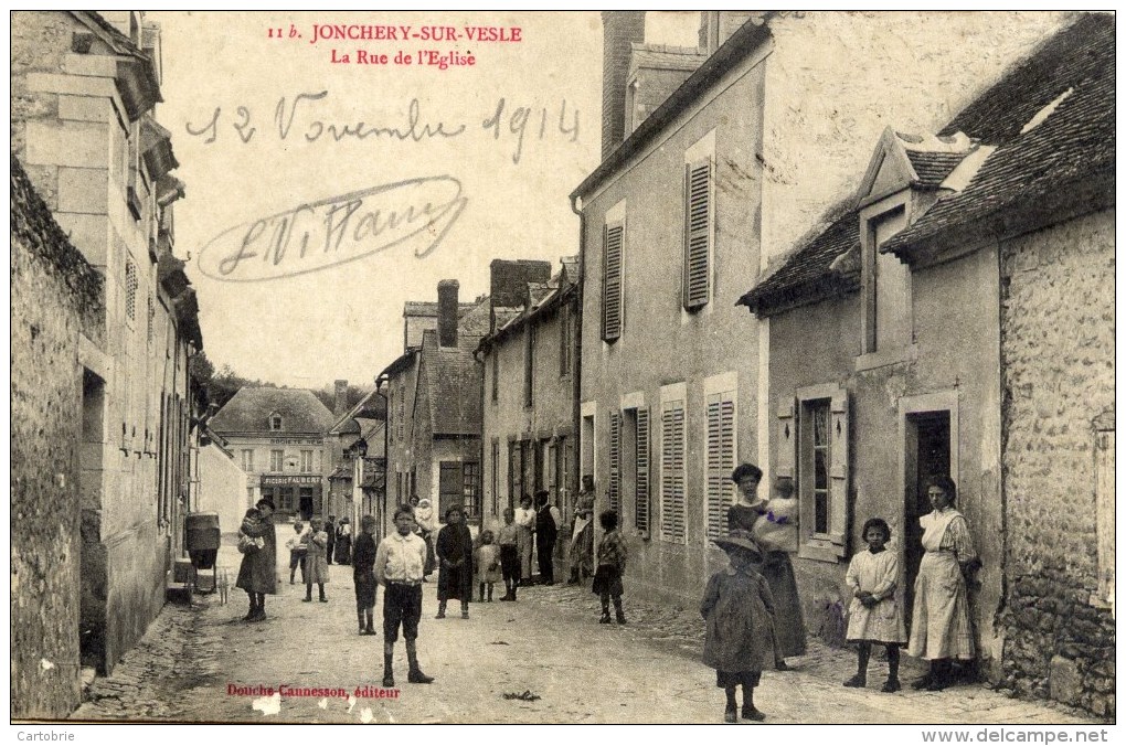 51 JONCHERY Sur VESLE La Rue De L´Eglise Très Animée - Jonchery-sur-Vesle