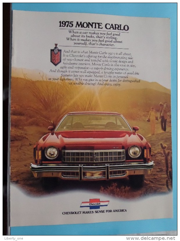 1975 MONTE CARLO - GM CHEVROLET Makes Sense For America 1975 - 12 Pages ( Zie Foto´s Voor Detail ) ! - Voitures