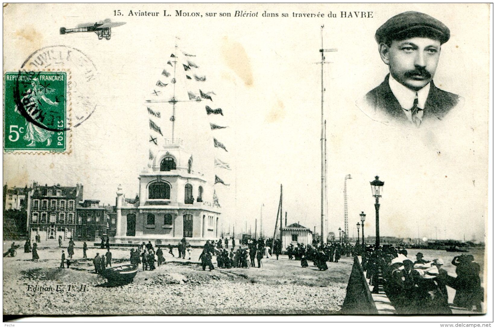 N°33056 -cpa L'aviateur Molon Sur Son Blériot Dans Atraversée Du Havre- - Aviateurs
