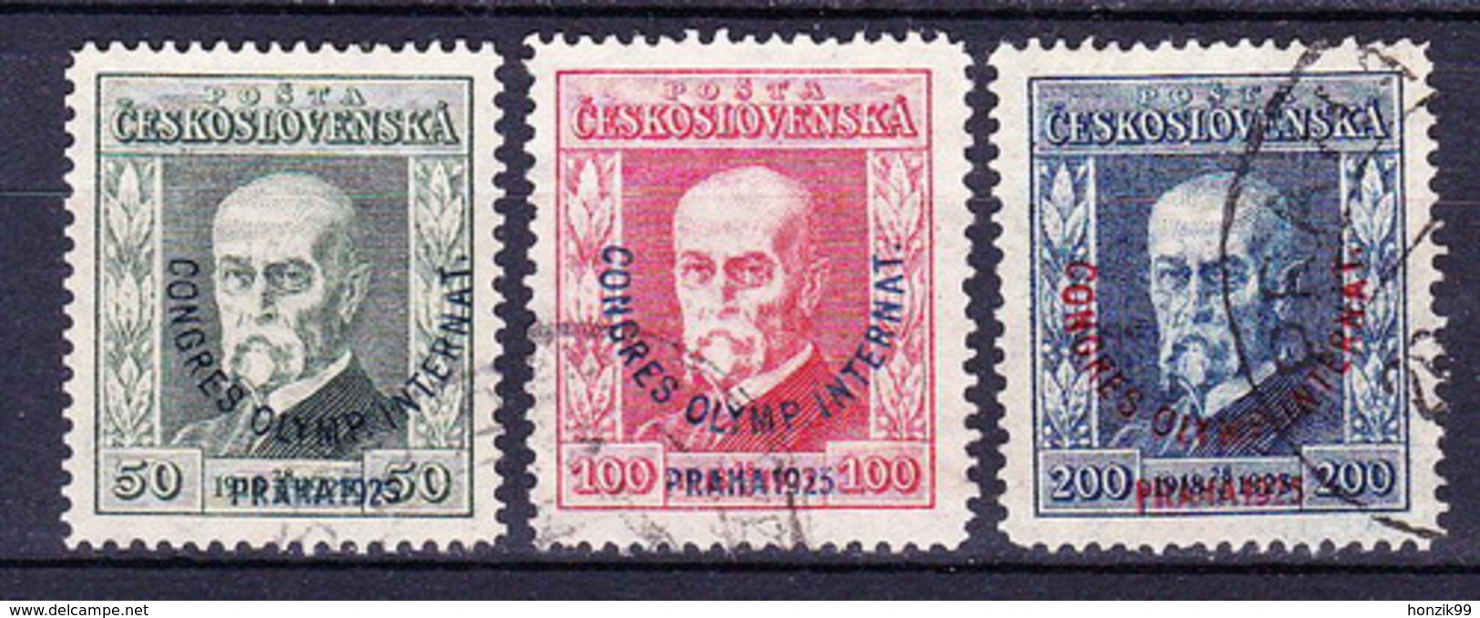 Tchécoslovaquie 1926 Mi 209-11 (Yv 203-5), Obliteré, Signé - Used Stamps