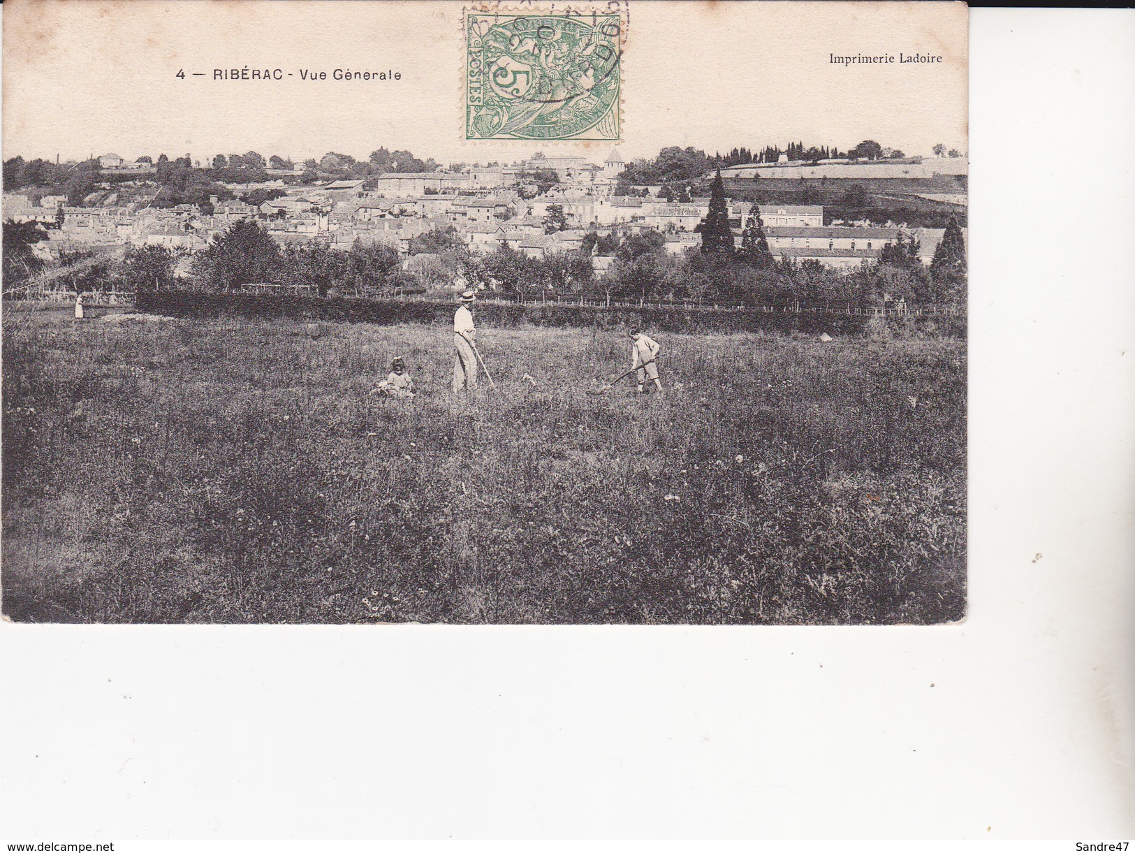 CPA (24) RIBERAC.  Vue Générale,  Père Et Fils Travaillant La Terre, Fillette....D24 - Riberac