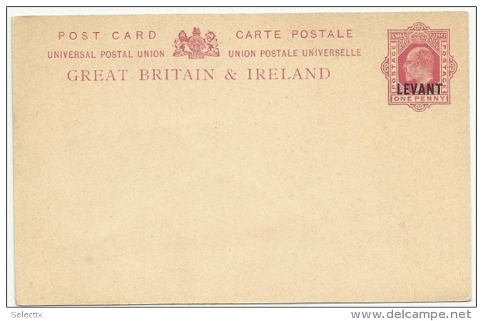 Britain 1908 Ottoman Levant - Postal Stationery Correspondence Card - British Levant
