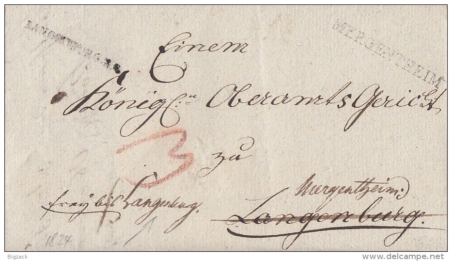 Brief L1 Langenburg R3 Und L1 Mergentheim Von 1824 - Vorphilatelie