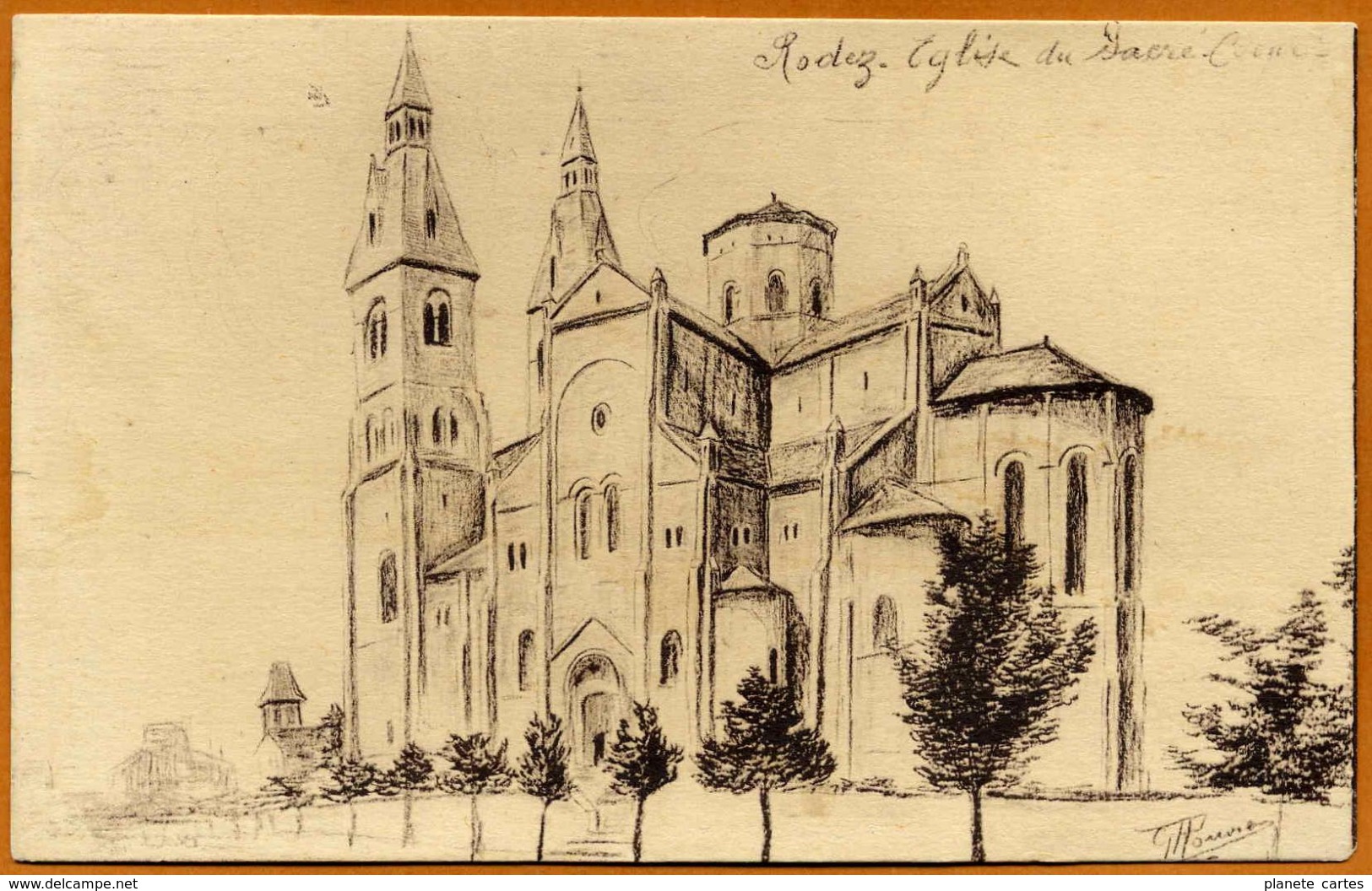 12 / RODEZ - Eglise Du Sacré-Coeur (dessin De Gérard Plouvier) - Rodez