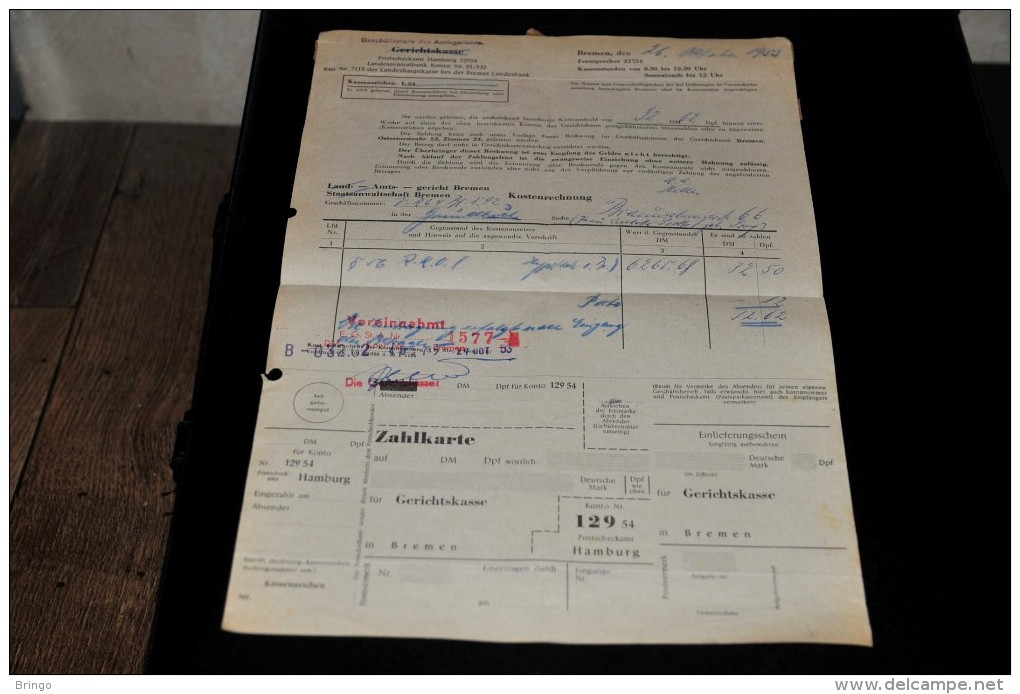 248- Kostenrechnung Von Gerichtskasse  Bremen - Lettres & Documents
