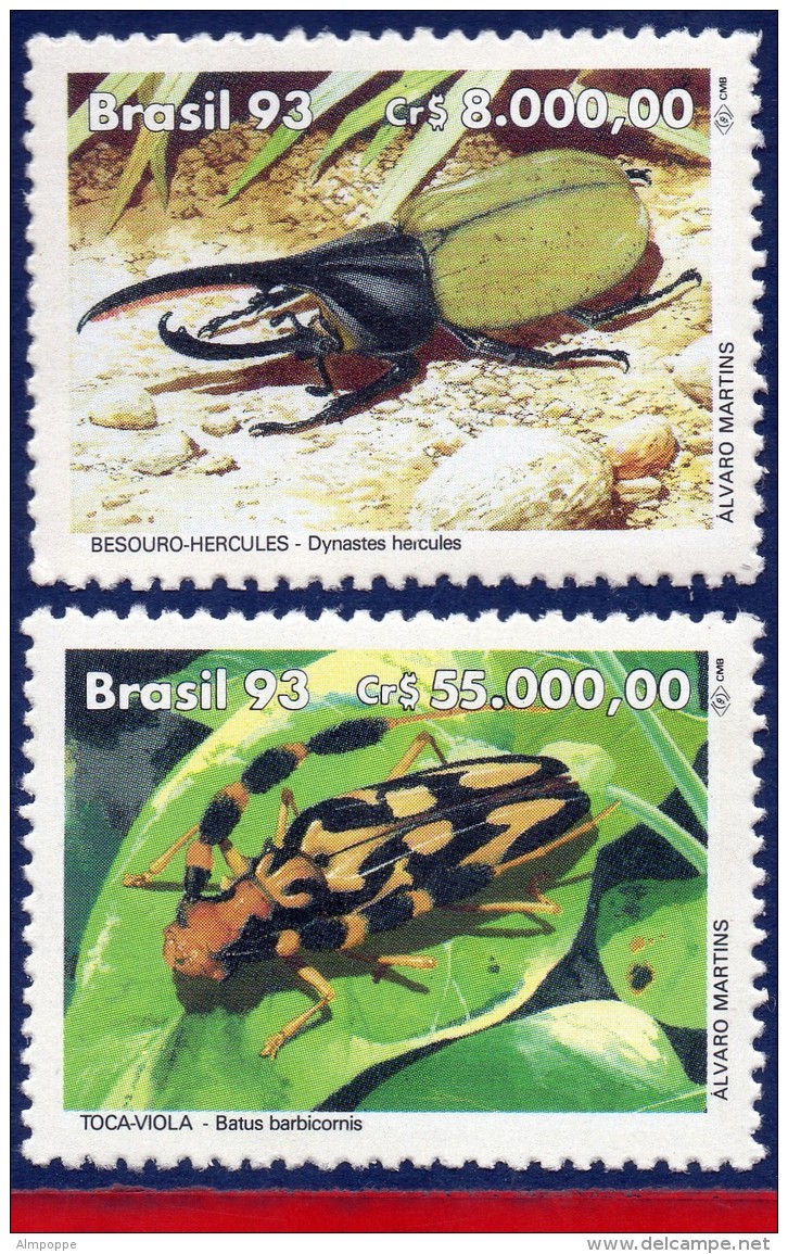 Ref. BR-2408-09 BRAZIL 1993 INSECTS, BEETLES, FAUNA,, MI# 2523-2524, SET MNH 2V Sc# 2408-2409 - Other & Unclassified