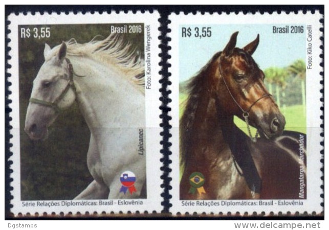 Brasil 2016 ** RR.DD. Con Eslovenia. Caballos. Lipicanec. Manga Larga Marchador. See Desc. - Unused Stamps