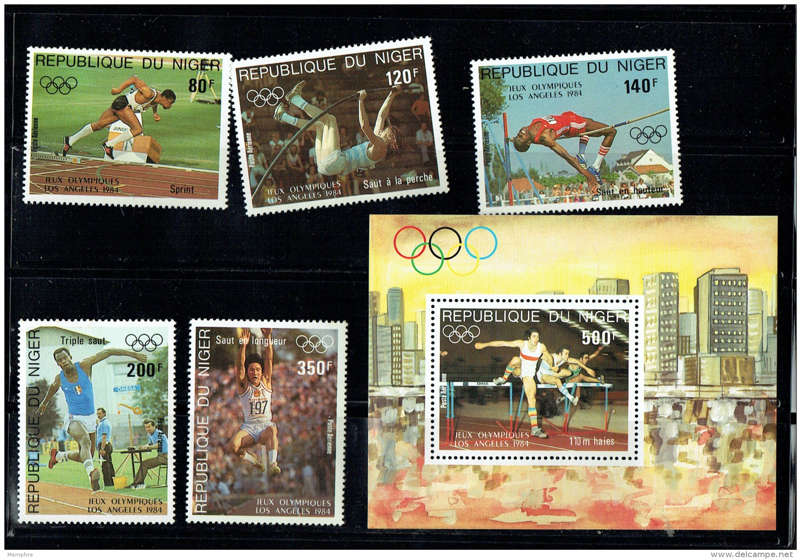 1984  Jeux Olympiques De Los Angeles Sprint, Divers Sauts  - Timbres Et  Bloc-feuillet ** - Niger (1960-...)