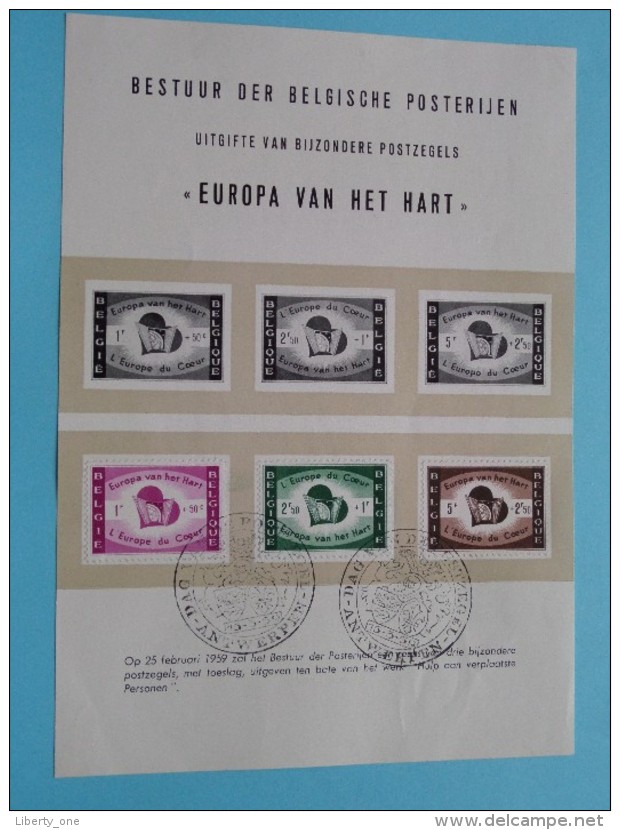 EUROPA VAN HET HART 15-3-1959 / Dag Van De Postzegel ANTWERPEN ( Zie Foto Voor/pour Détails ) !! - Cartes Souvenir – Emissions Communes [HK]