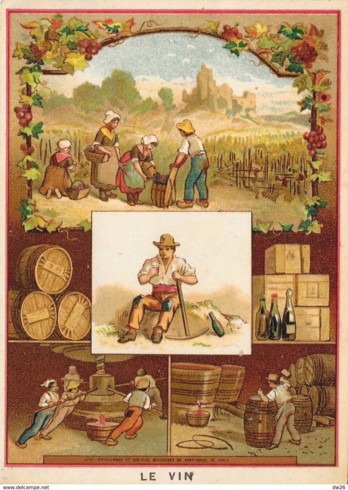 Chromo, Eléments Et Techniques: Le Vin - Lithographie: Lith. Vieillemard Et Ses Fils - Sonstige & Ohne Zuordnung