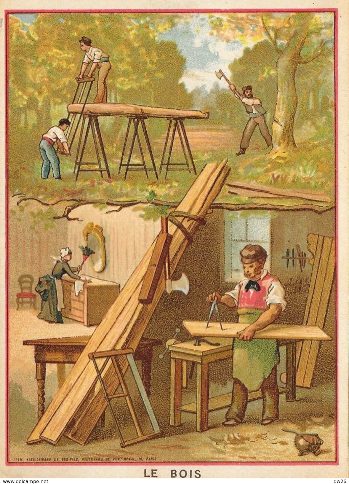 Chromo, Eléments Et Techniques: Le Bois - Lithographie: Lith. Vieillemard Et Ses Fils - Sonstige & Ohne Zuordnung