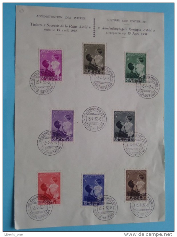 Aandenkingszegels Koningin ASTRID Uitgegeven Op 15 April 1937 ( Zie Details Op Foto ) ! !! - Cartes Souvenir – Emissions Communes [HK]