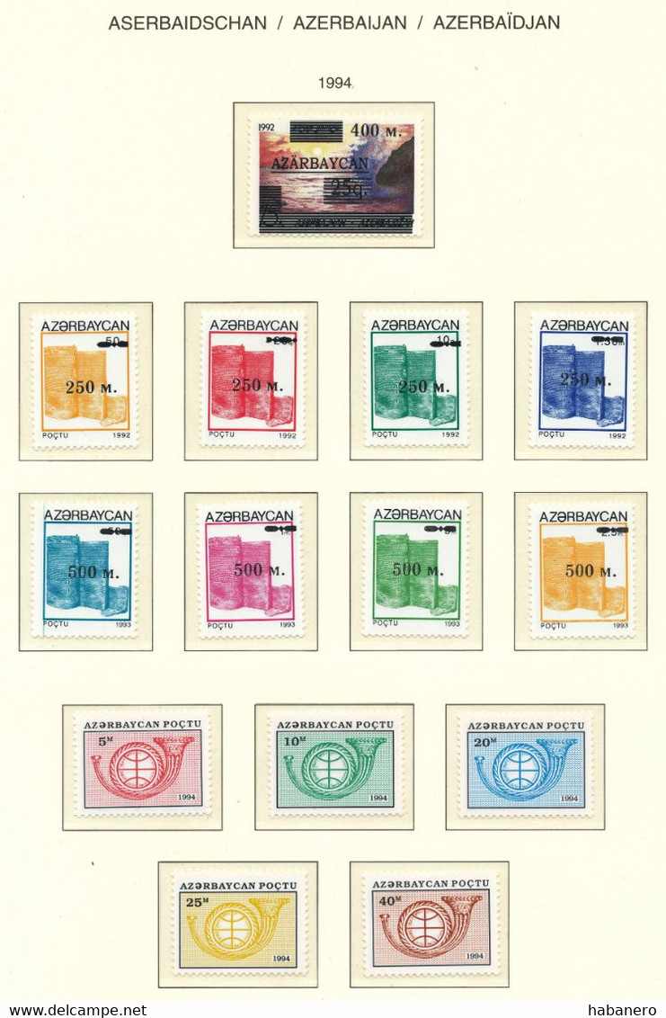 AZERBAIJAN 1992-1996 NEAR COMPLETE MINT HIGH VALUE COLLECTION ON SCHAUBEK BRILLIANT PAGES **
