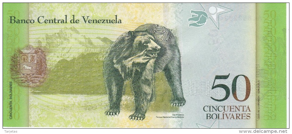 BILLETE DE VENEZUELA DE 50 BOLIVARES 23 DE JUNIO DEL 2015 SIN CIRCULAR-UNCIRCULATED  (BANK NOTE) OSO - Venezuela