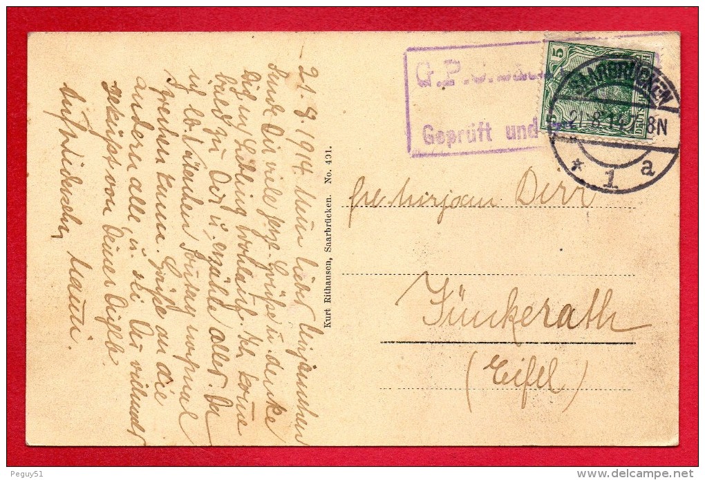 Saarbrücken. Zähringerstrasse.  Censure G.P.C. Sarrebrücken . 21.08.1914 - Saarbruecken