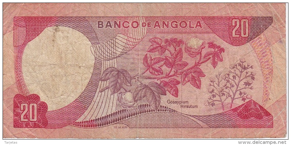 BILLETE DE ANGOLA DE 20 ESCUDOS DEL AÑO 1972 (BANKNOTE) - Angola