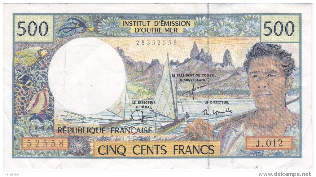 BILLETE DE OUTRE-MER DE 500 FRANCS (BANK NOTE) CARACOLA-SEA SHELL - Papeete (French Polynesia 1914-1985)