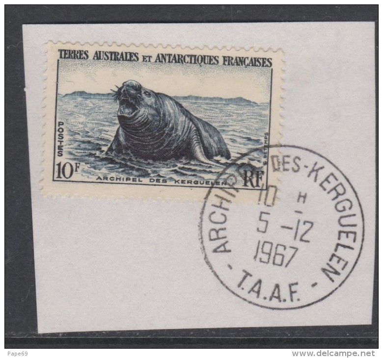 TAAF N° 6 O  Faune : Eléphant De Mer : 10 F.  Bleu Foncé , Très Belle Oblitération Sur Fragment Sinon TB - Used Stamps